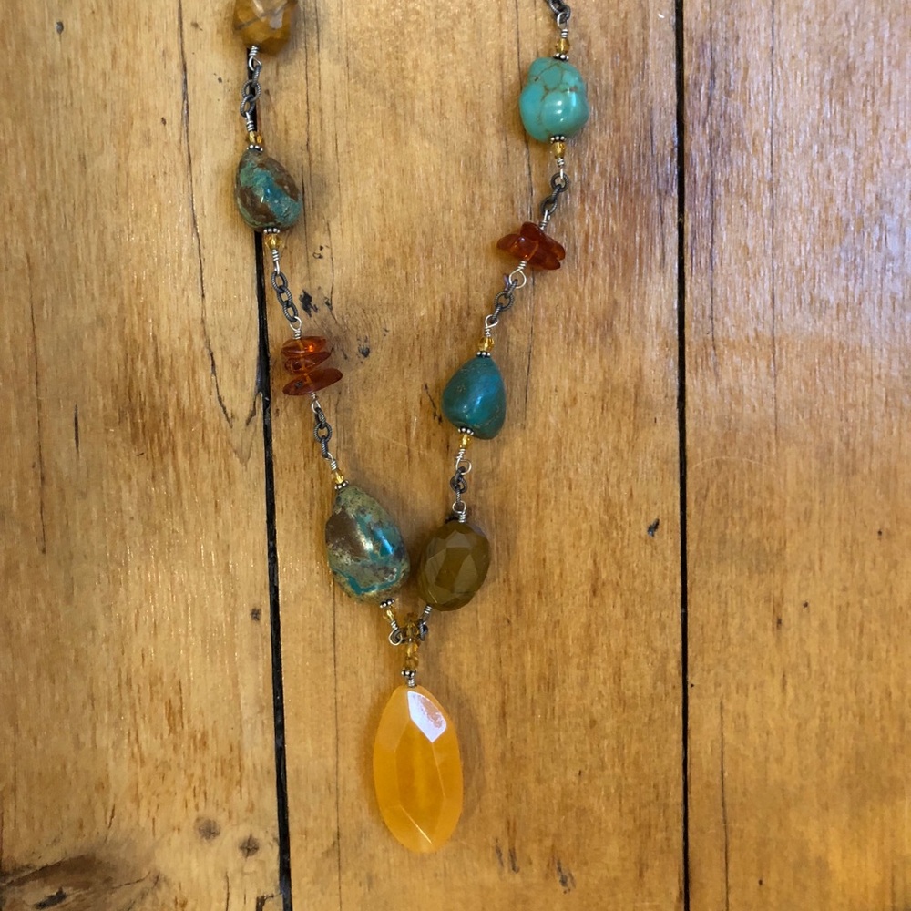 Silpada silver, turquoise, amber, jasper necklace